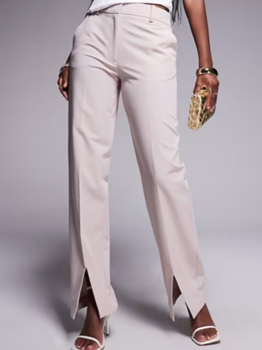 NWT ASOS DESIGN Tailored Straight Leg Split Hem Pants Taupe | Size 10